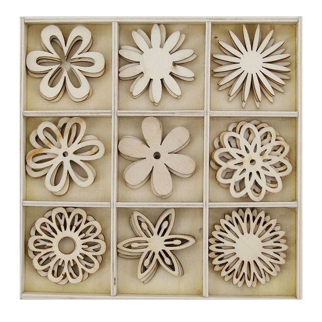 Mini sagone fiori di legno - 27 unità per 3,25 €