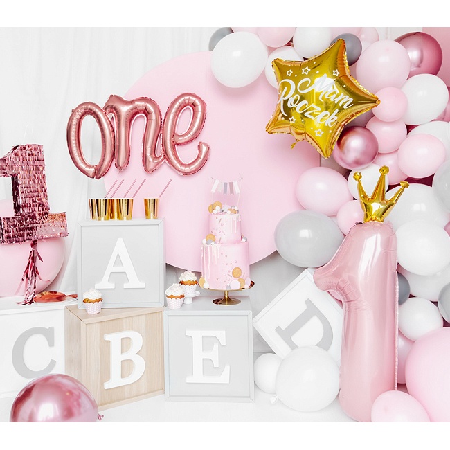 Palloncino numero 1 rosa con corona da 90 cm - PartyDeco per 2,25 €