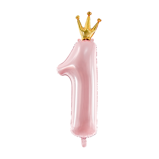 Palloncino numero 1 rosa con corona da 90 cm - PartyDeco per 2,25 €