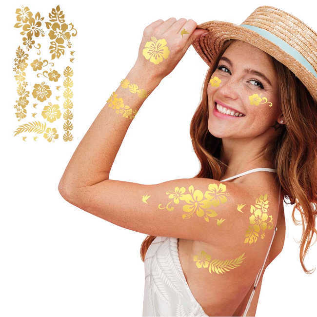 Tatuaggi temporanei fiori dorati per 1,25 €