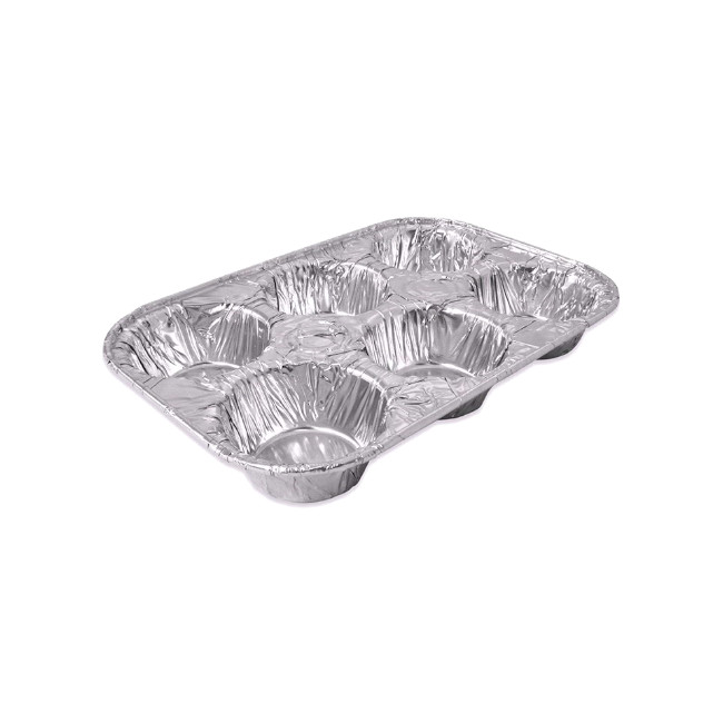 Stampo in alluminio monouso muffin da 25,5 x 17 x 3,6 - Maxi Products - 2  unità da 6 cavità per 2,00 €