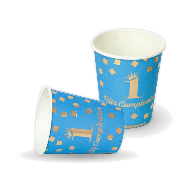 Bicchieri primo compleanno blu 9 x 8 cm - 6 pz. per 1,50 €