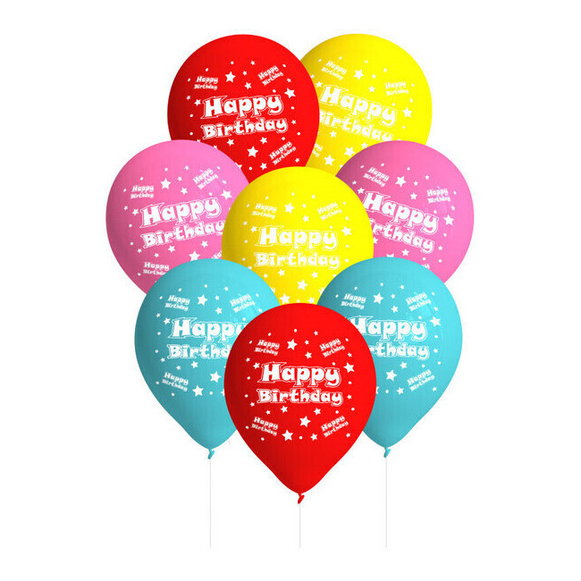 Palloncini in lattice Happy Birthday 28 cm - Conver Party - 8 pz