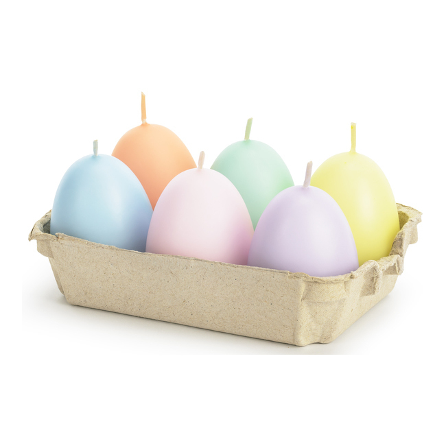 Candele colorate a forma di uovo da 7 cm - 6 unità per 9,75 €