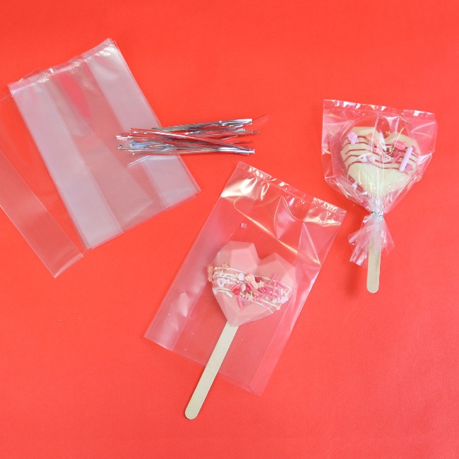 Foto detallada de sacchetti lecca-lecca in plastica trasparente 15,2 x 9,5 cm - PME - 25 pz.