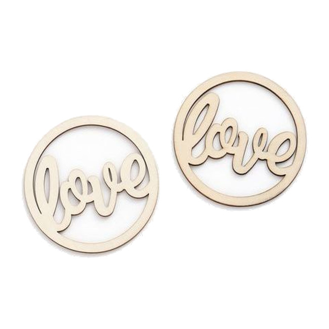 Mini cerchi di legno con Love da 9 cm - unità per 1,25 €