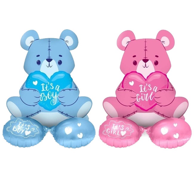 Pallone orso It's a boy or It's a girl con base di 61 cm - Folat