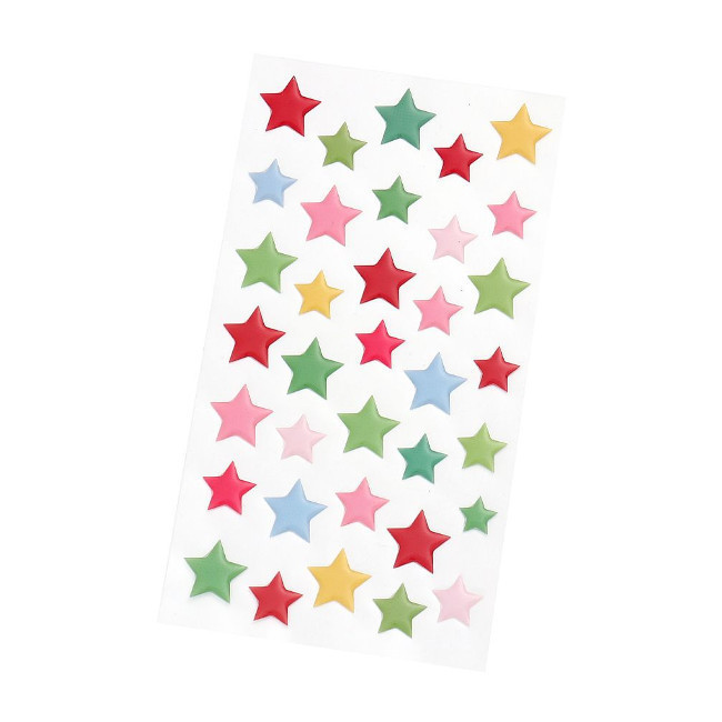 Etichette adesive 3D stelle colorate - 32 unità per 1,50 €