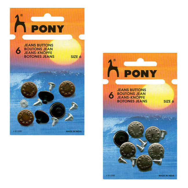 Bottoni per jeans 1,7 cm alloro - Pony - 6 pz. per 2,25 €