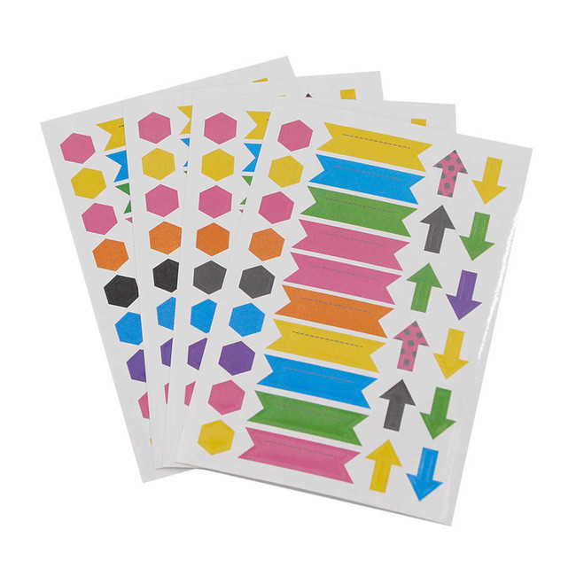 Etichette adesive con forme colorate - 4 fogli per 0,85 €