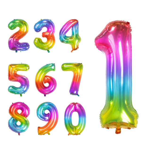 Vista principal del palloncino numero arcobaleno da 81 cm - Folat en stock
