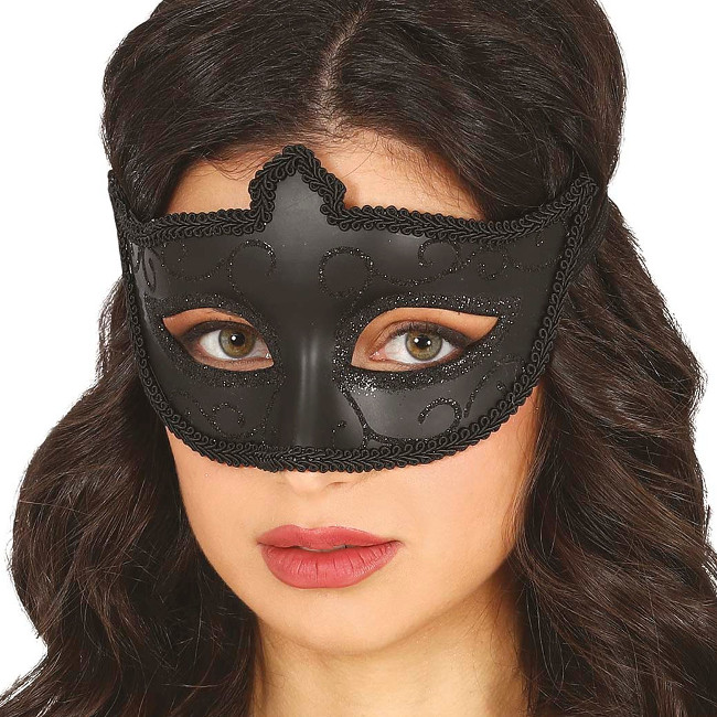 Maschera nera con decorazioni in glitter per 2,50 €
