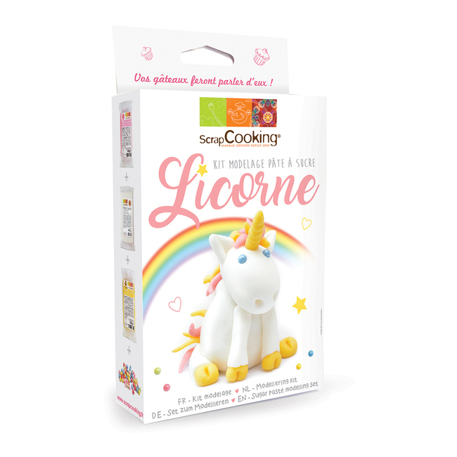 Vista principal del kit pasta di zucchero per creare unicorno - Scrapcooking en stock