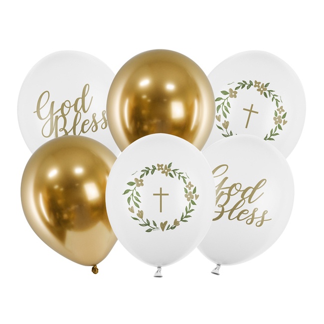 Palloncini in lattice Prima Comunione God Bless da 30 cm - PartyDeco - 6  unità per 3,50 €