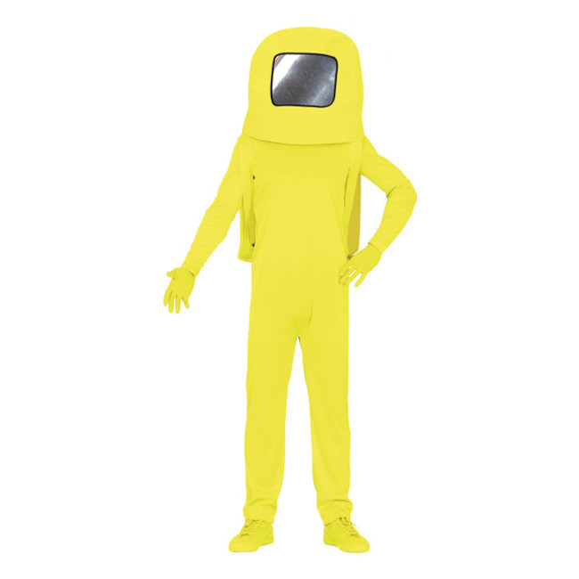Vista delantera del costume astronauta giallo da adolescente en stock