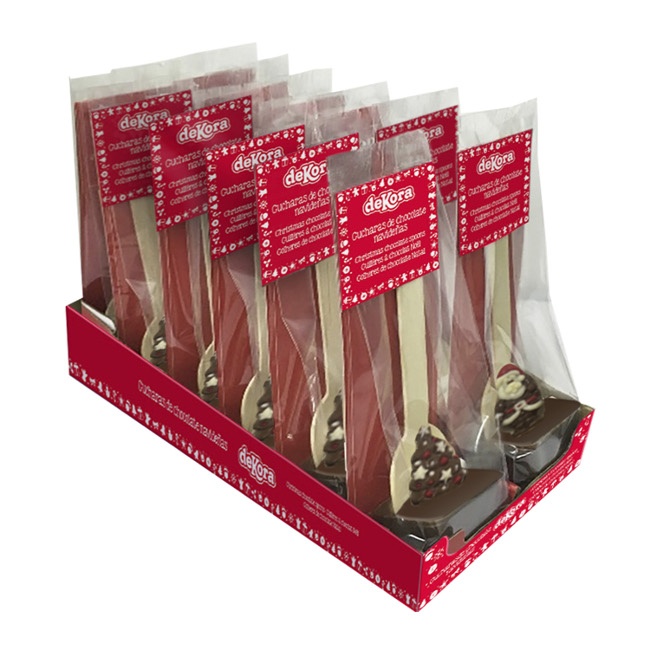 Foto detallada de cucchiai di cioccolato assortiti di Natale 40 g - Dekora - 12 unità