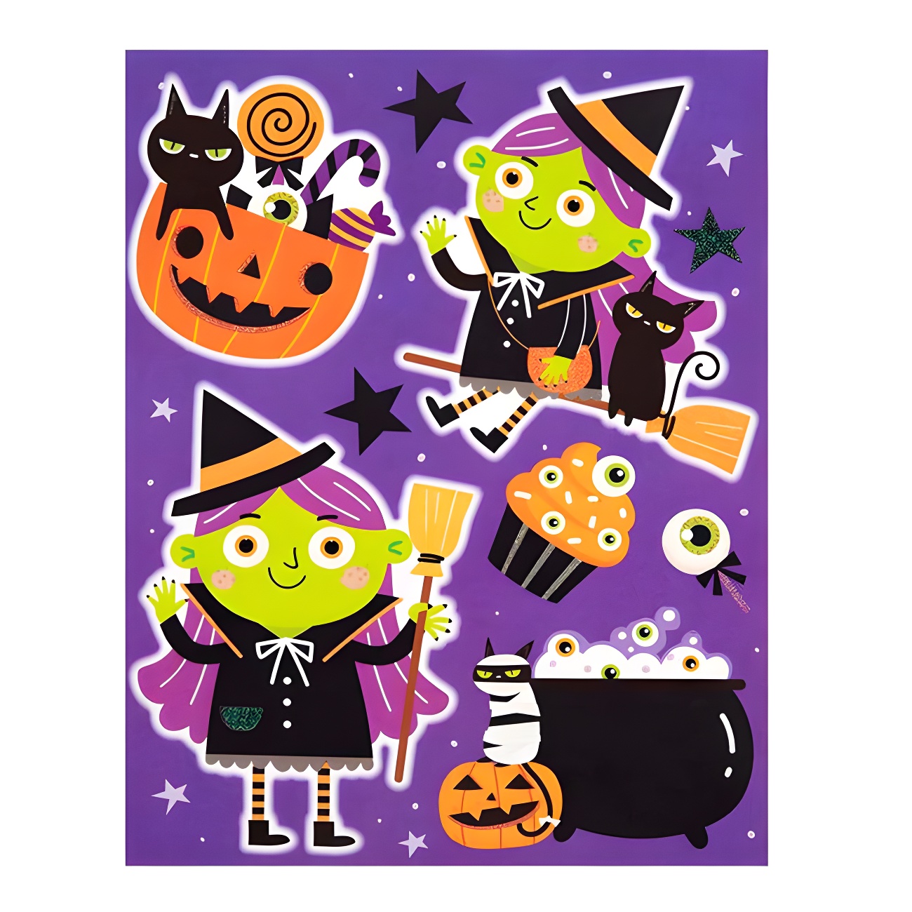 200 Adesivi Rotondi Per Halloween, 4 Cm, A Tema Zucca E Happy Halloween - 8 Fogli