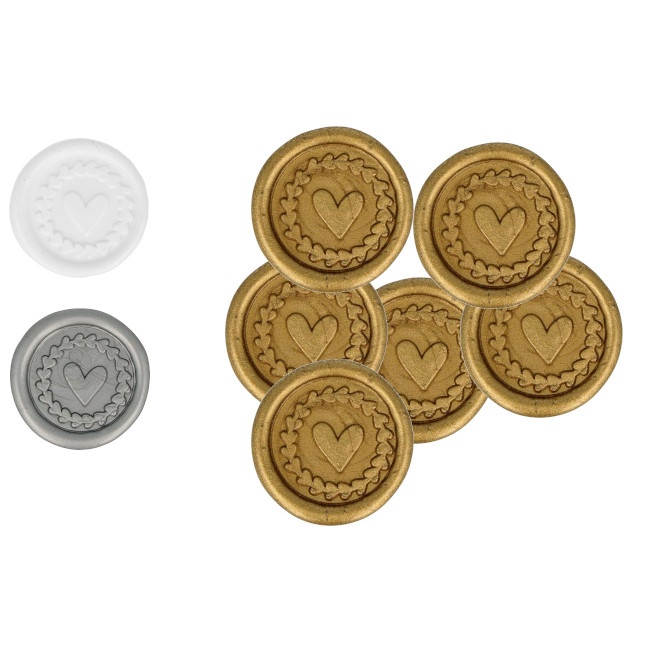 Cuore d'oro adesivo per sigilli in ceralacca 3 cm - 8 unità per 11,25 €