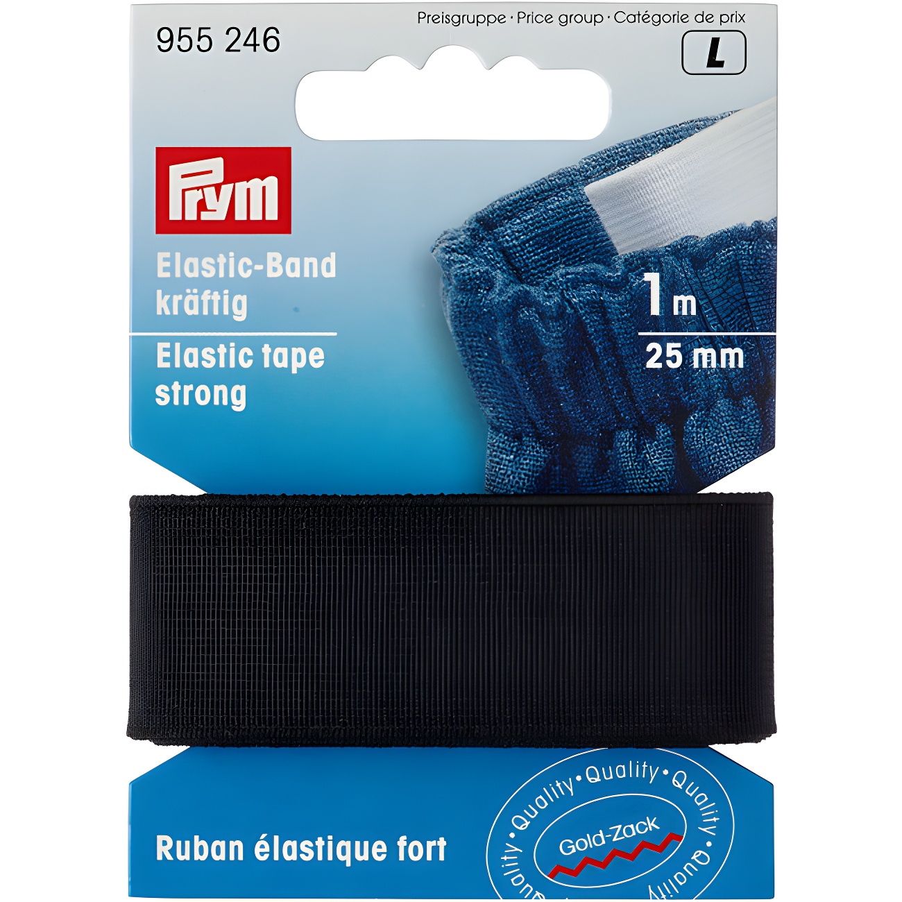 Prym 955240 Nastro Elastico Forte 25 Mm - 72% Poliestere 28% Elastodiene, Lavabile Fino A 60°, Certificato Oeko-Tex, Per Cucito E Sartoria