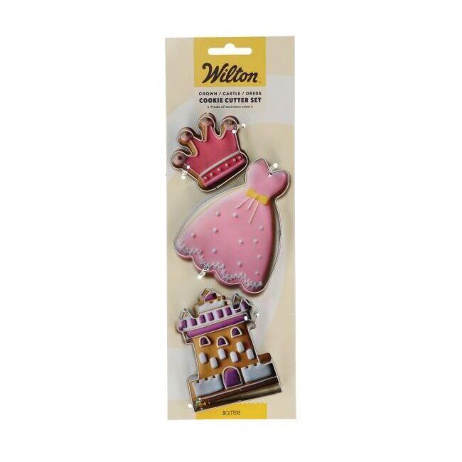 Tagliabiscotti di corona, abito e castello da principessa - Wilton - 3 pezzi