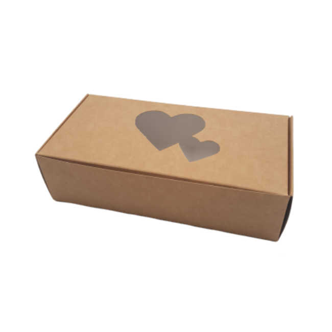 Scatola per biscotti kraft con cuore 18 x 9 x 5 cm per 1,00 €