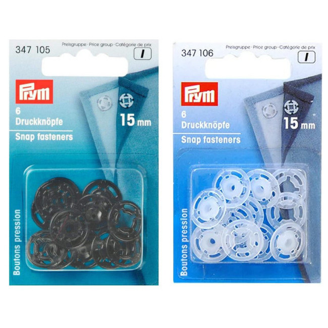 Bottoni a pressione in plastica da 1,5 cm - Prym - 6 coppie per 3,00 €