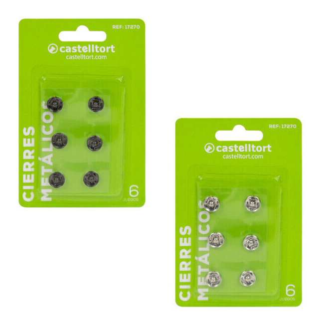 Bottoni a pressione in metallo da 1 cm - Castelltort - 6 paia per 1,75 €