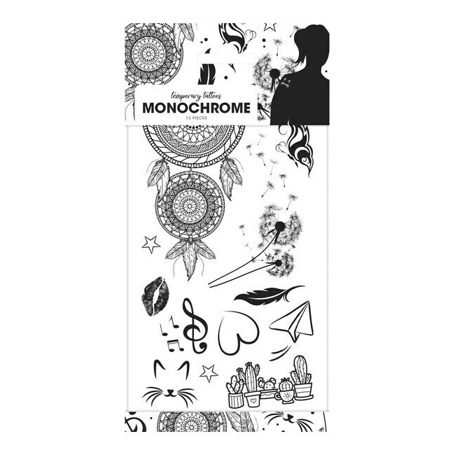 Tatuaggi temporanei monocromatici - 12 unità per 2,00 €