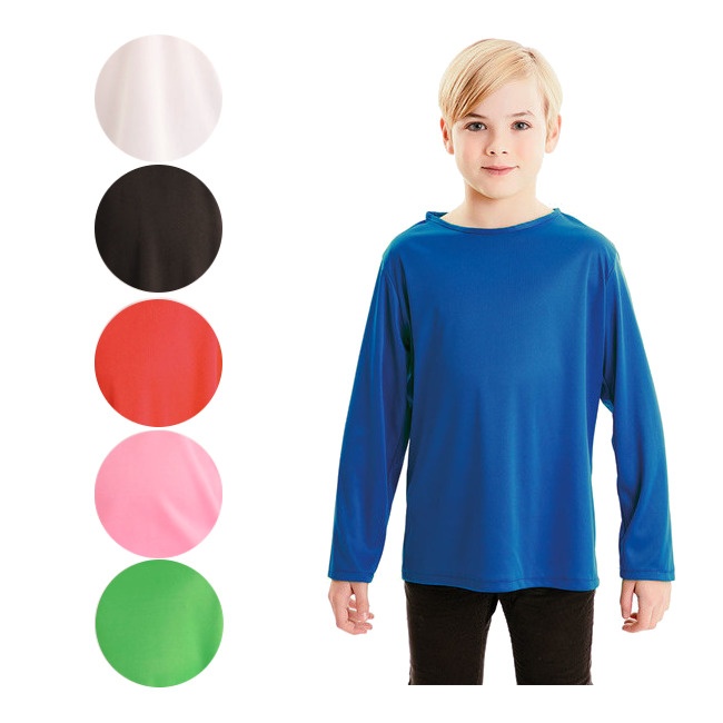 Vista frontal del t-shirt colorata a maniche lunghe infantile en stock