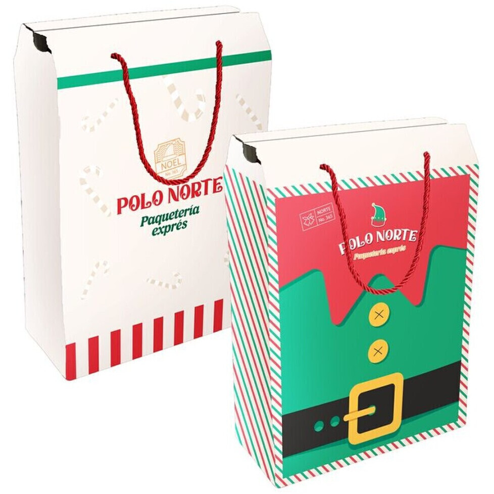 Scatola regalo di 35 x 24 x 11 cm di elfo natalizio con manici - 1 unità