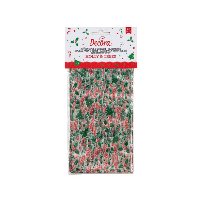 Foto detallada de sacchettini per caramelle trasparenti con motivi natalizi da 24 x 12,5 cm - Decora - 20 unità