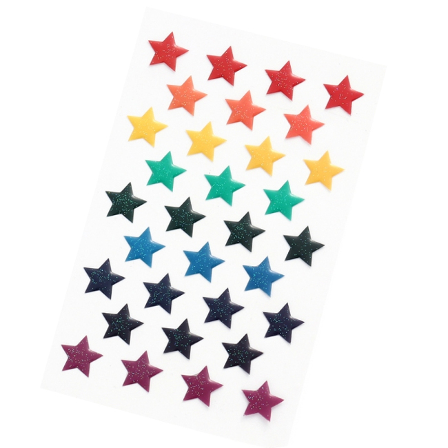 Etichette adesive 3D stelle multicolore con glitter - 32 unità per 1,00 €