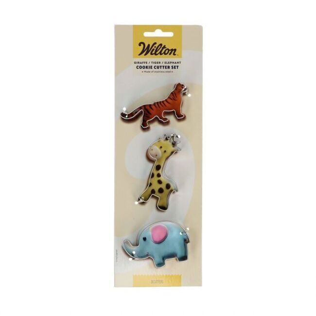 Tagliabiscotti a forma di giraffa, tigre ed elefante - Wilton - 3 pezzi