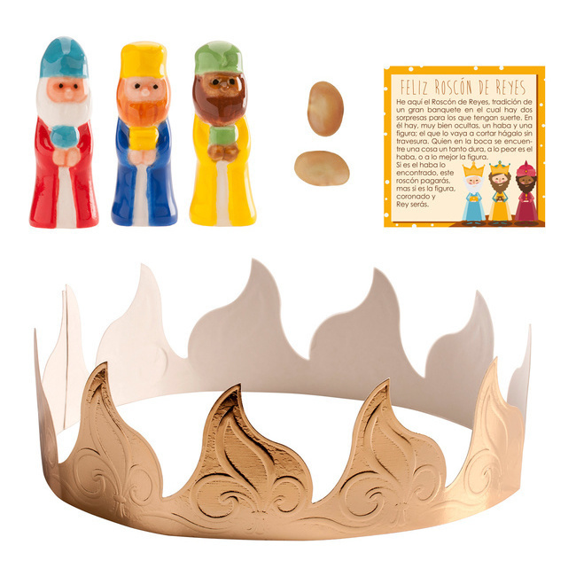 Vista frontal del kit decorazioni per Roscon de Reyes - Dekora - 100 unità en stock