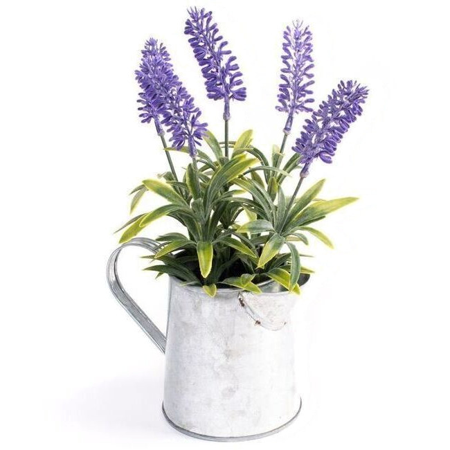 Pianta e foglie di lavanda artificiale con fioriera in metallo 15 x 9 x 24  cm per 10,75 €