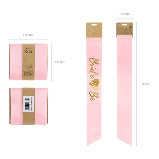 Foto detallada de fascia rosa Bride to be con cuore da 10 x 75 cm - 1 unità