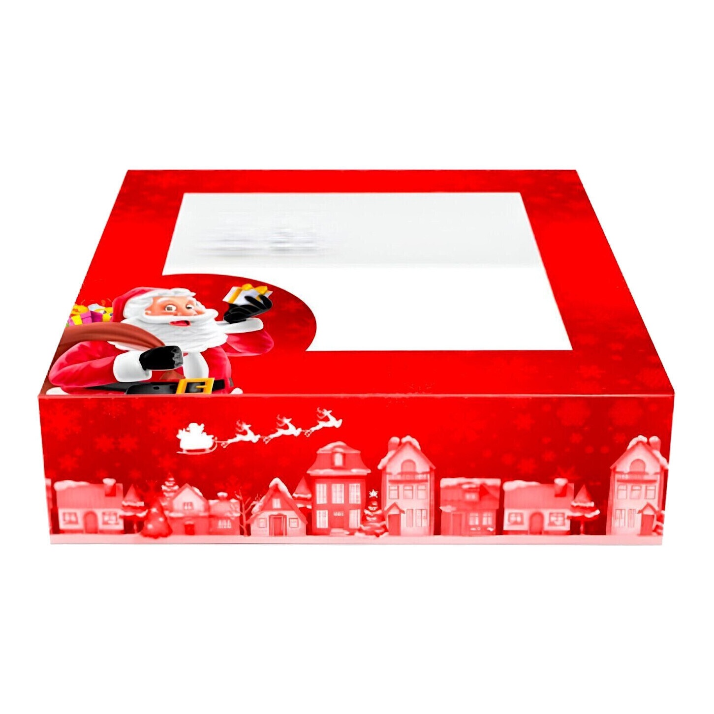Scatola di 28 x 28 x 7,5 cm per torta decorata di Babbo Natale