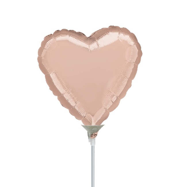 Palloncino gonfiato con asta a forma di cuore colori 23 cm - Anagram - 1 unità