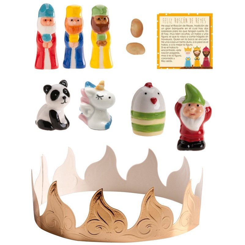 Kit per il roscone dei re: corona, fava, re mago, carta e 4 figure - 2