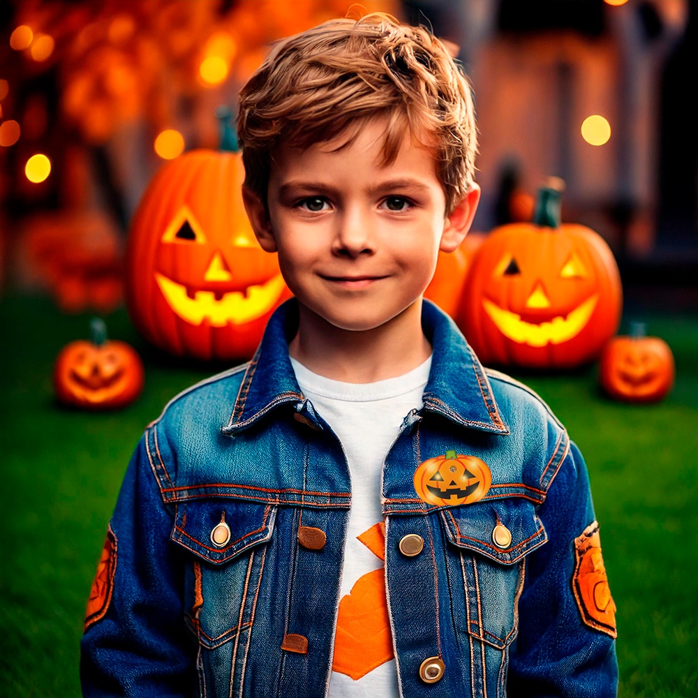 Spilla a forma di zucca con luce di 3 cm - 2