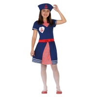 Costume marinaio blu e rosso da bambina