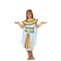 Costume faraone egiziano dorato e azzurro da bambina