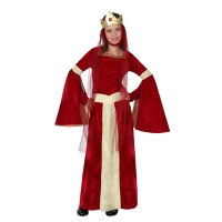 Costume da dama medievale con corona da bambina