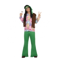 Costume hippie anni '70 con gilet da uomo