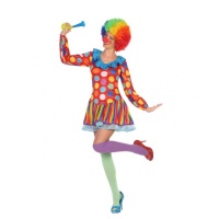 Costume da clown a pois multicolore per donna