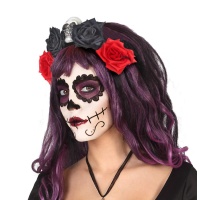 Cerchietto Catrina con teschio e rose