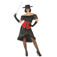 Costume Zorro nero e rosso da donna