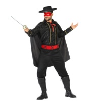 Costume Zorro nero e rosso da uomo