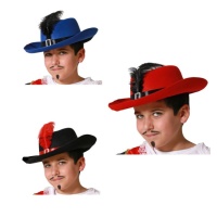 Cappello da moschettiere rosso infantile