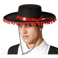 Cappello cordobes con nappe rosse